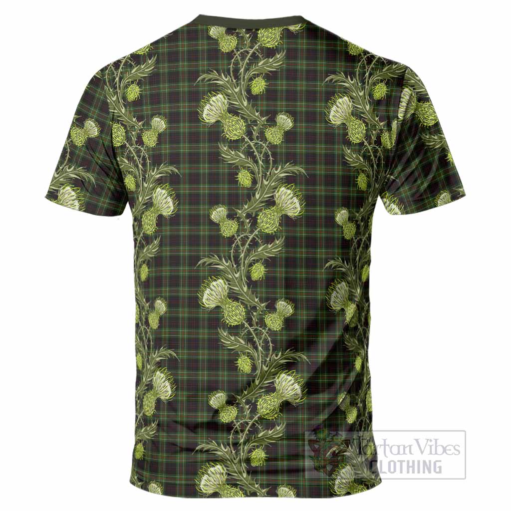 Mcdermott Tartan T-Shirt Seamless Scottish Thistle Flowers
