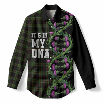 Mcdermott Tartan Women Casual Shirt Scottish Identity Thistle Flower DNA Strand Art