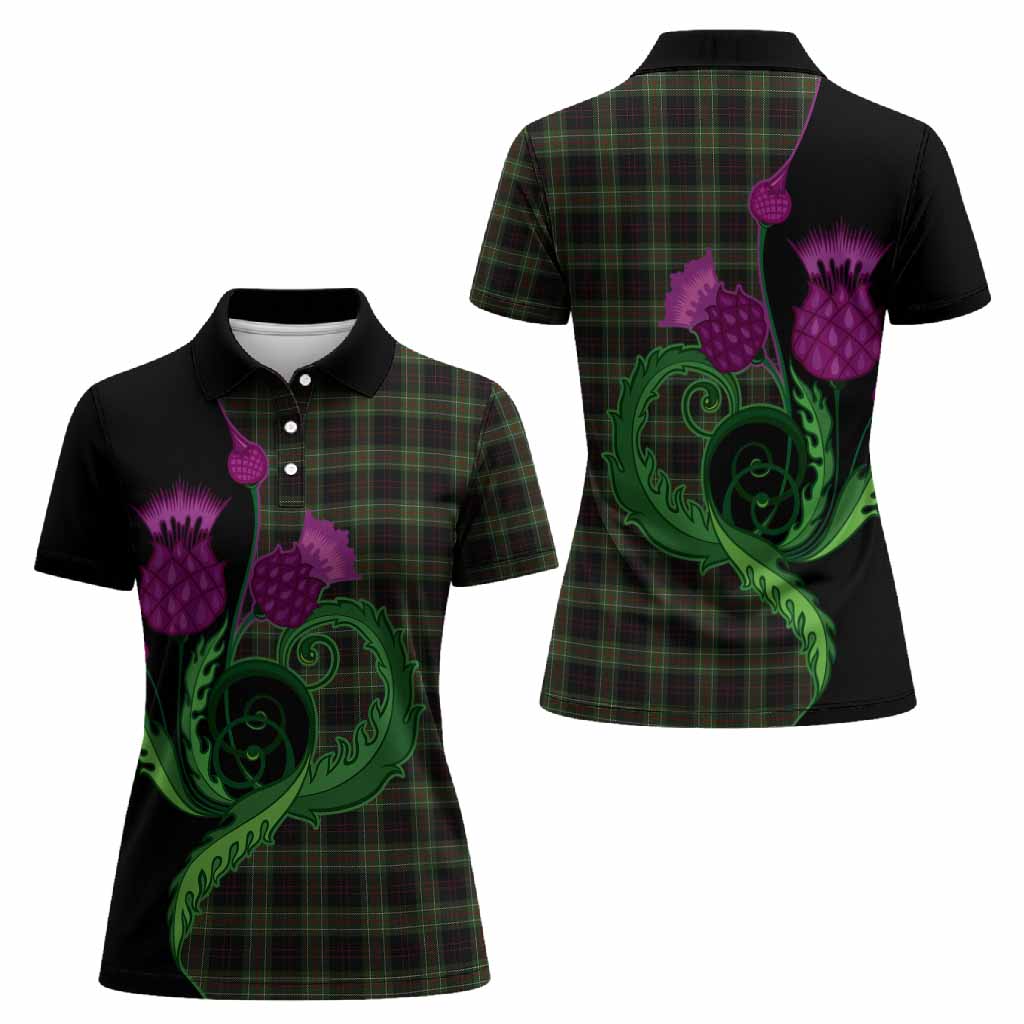 Mcdermott Tartan Women Polo Shirt Traditional Scottish Thistle