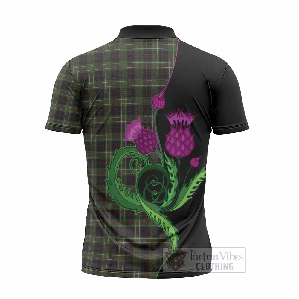 Mcdermott Tartan Zipper Polo Shirt Traditional Scottish Thistle