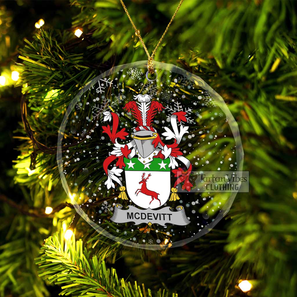 Tartan Vibes Clothing McDevitt Irish Clan Christmas Glass Ornament with Coat of Arms