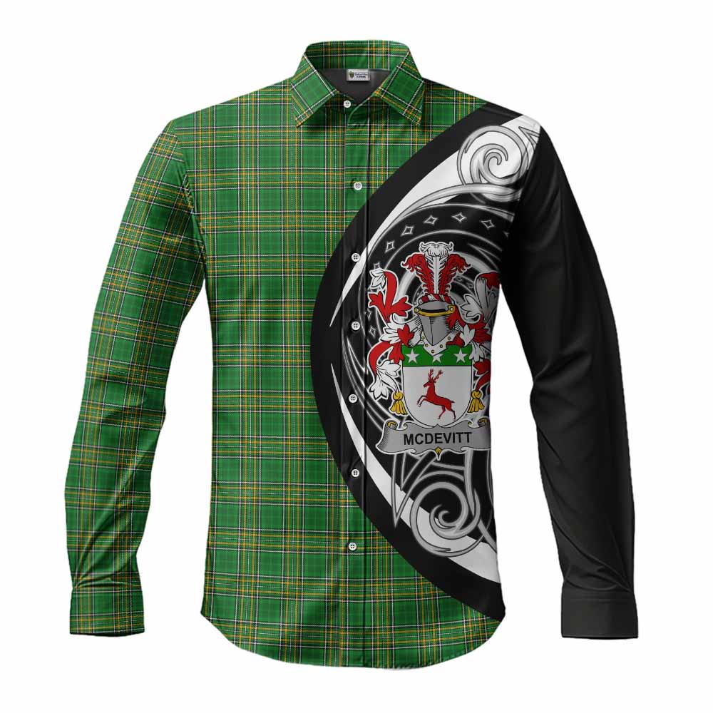 Tartan Vibes Clothing McDevitt Irish Clan Long Sleeve Button Shirt Celtic Circle Style