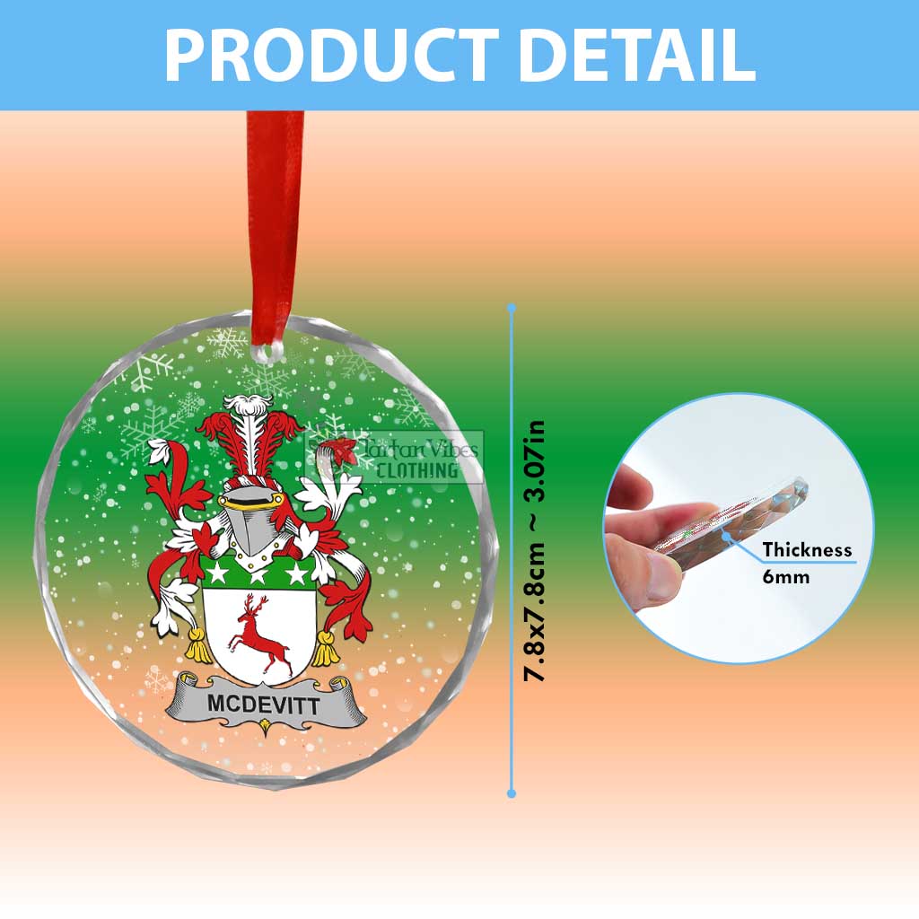 Tartan Vibes Clothing McDevitt Irish Clan Christmas Glass Ornament with Coat of Arms