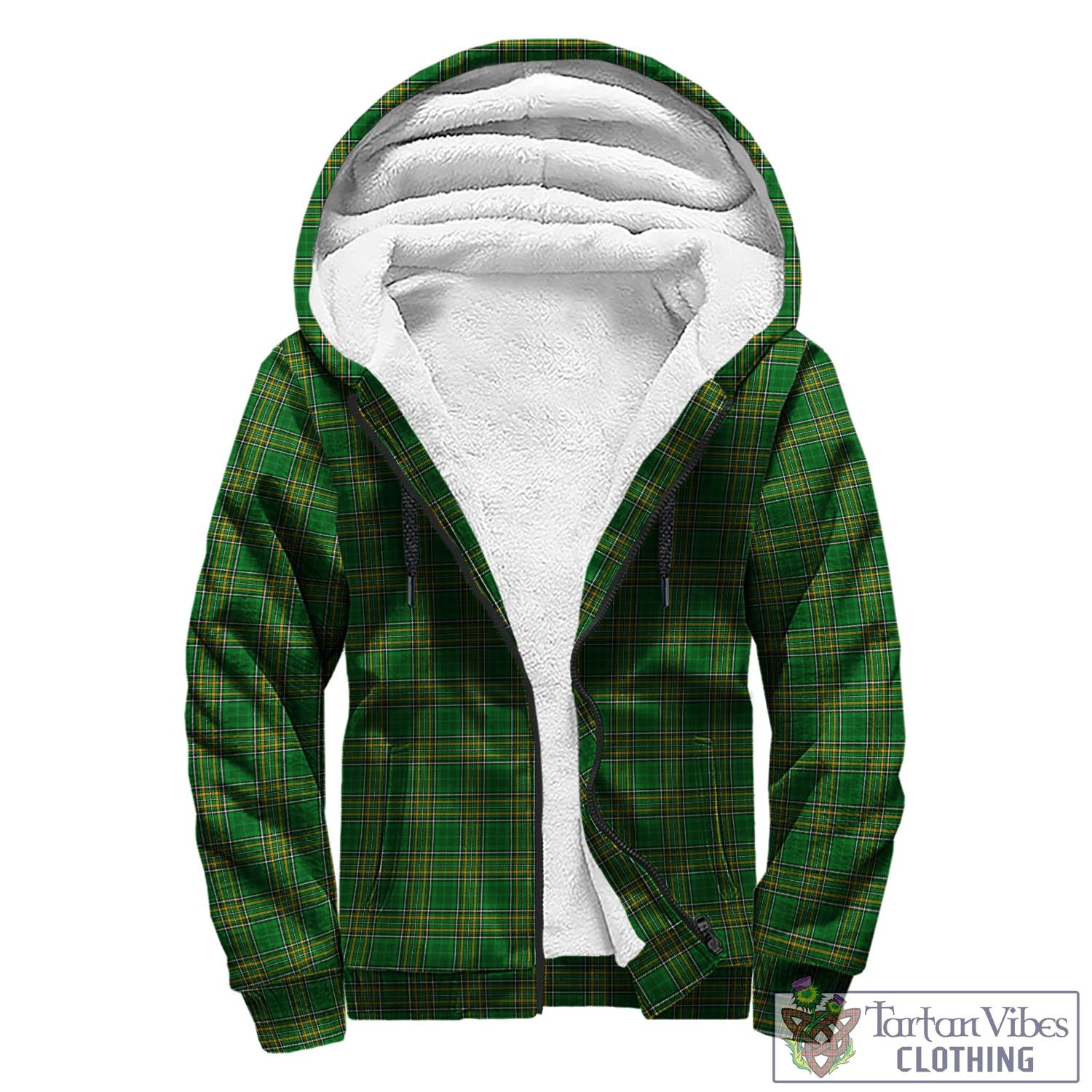 McDevitt Irish Clan Tartan Sherpa Hoodie with Coat of Arms - Tartan Vibes Clothing