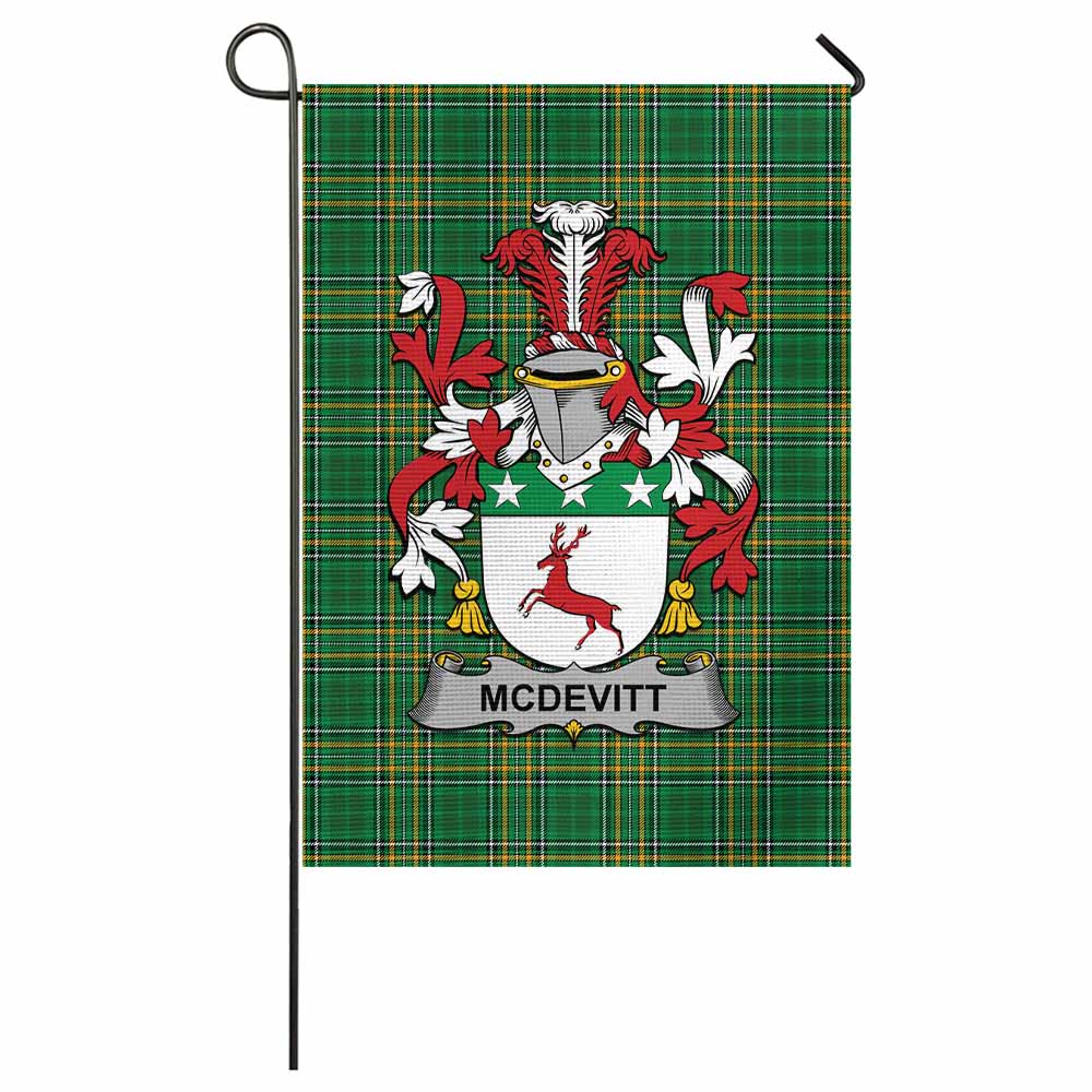 McDevitt Irish Clan Tartan Flag with Coat of Arms