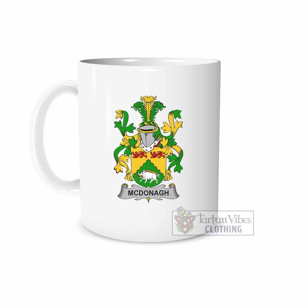 McDonagh Irish Clan Coat of Arms Ceramic Mug White - 2D-tartanvibesclothing