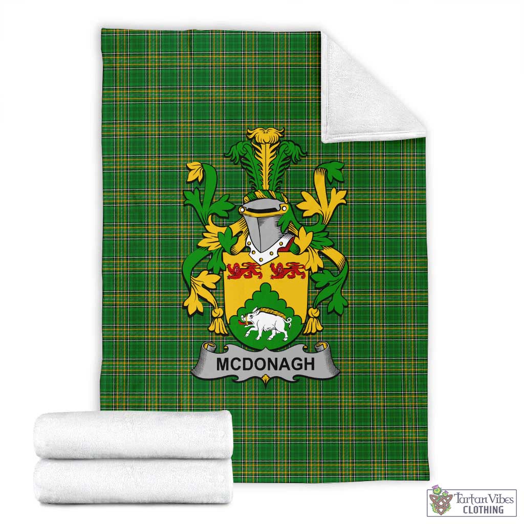 McDonagh Irish Clan Tartan Blanket with Coat of Arms X-Large 59 x 79 inches 150 x 200 cm - Tartan Vibes Clothing