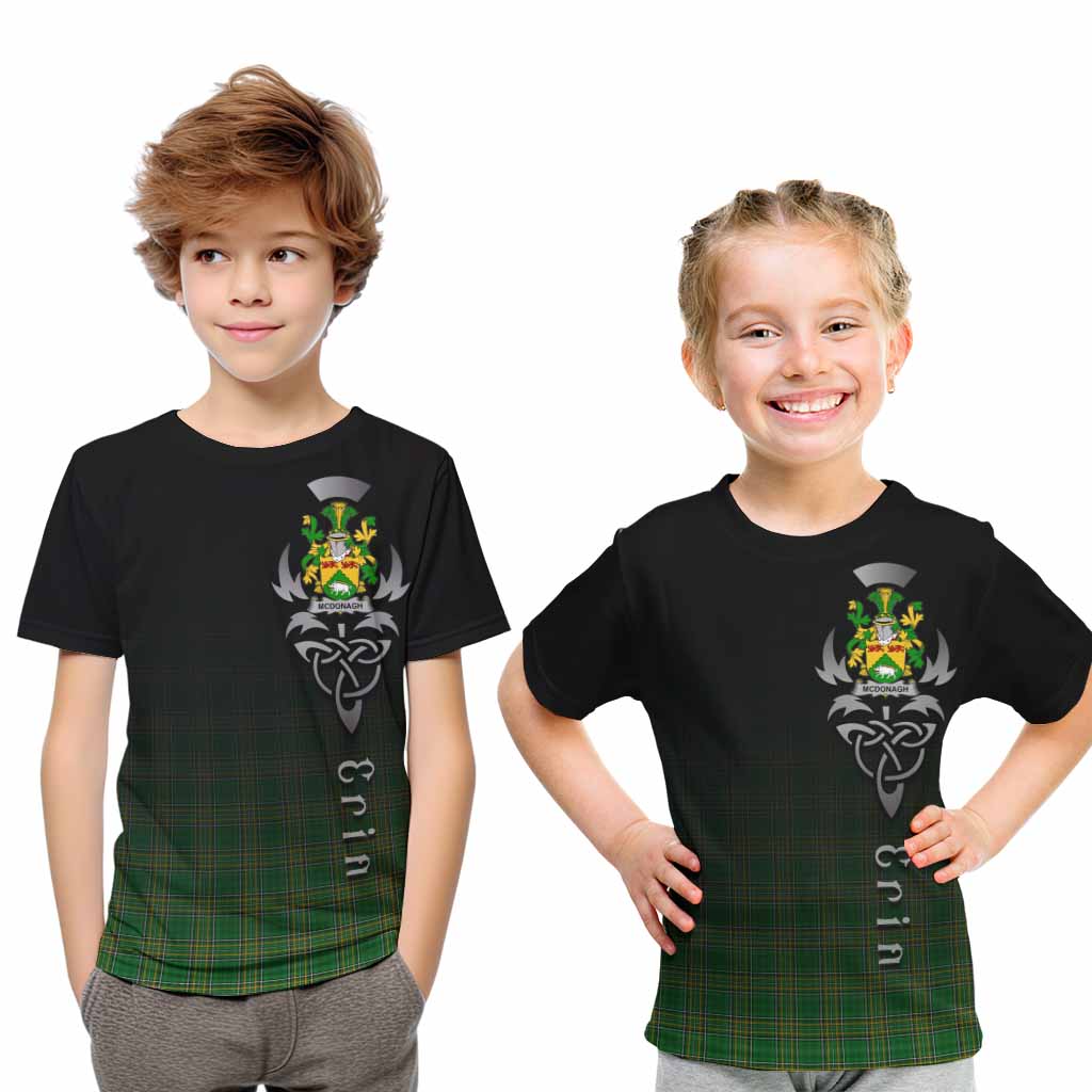 Tartan Vibes Clothing McDonagh Irish Clan Kid T-Shirt with Coat of Arms Erin Go Bragh Celtic Inspired