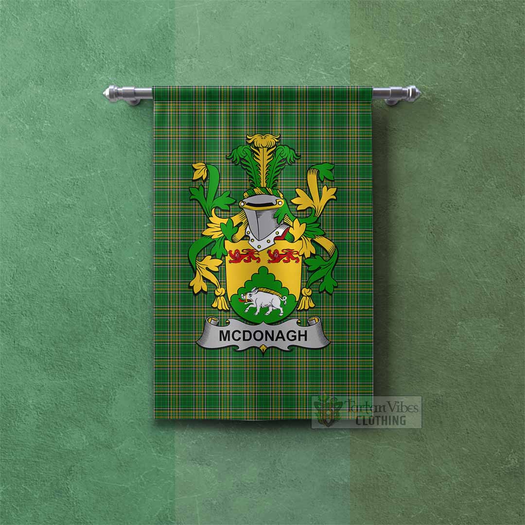 Tartan Vibes Clothing McDonagh Irish Clan Tartan Gonfalon, Tartan Banner with Coat of Arms
