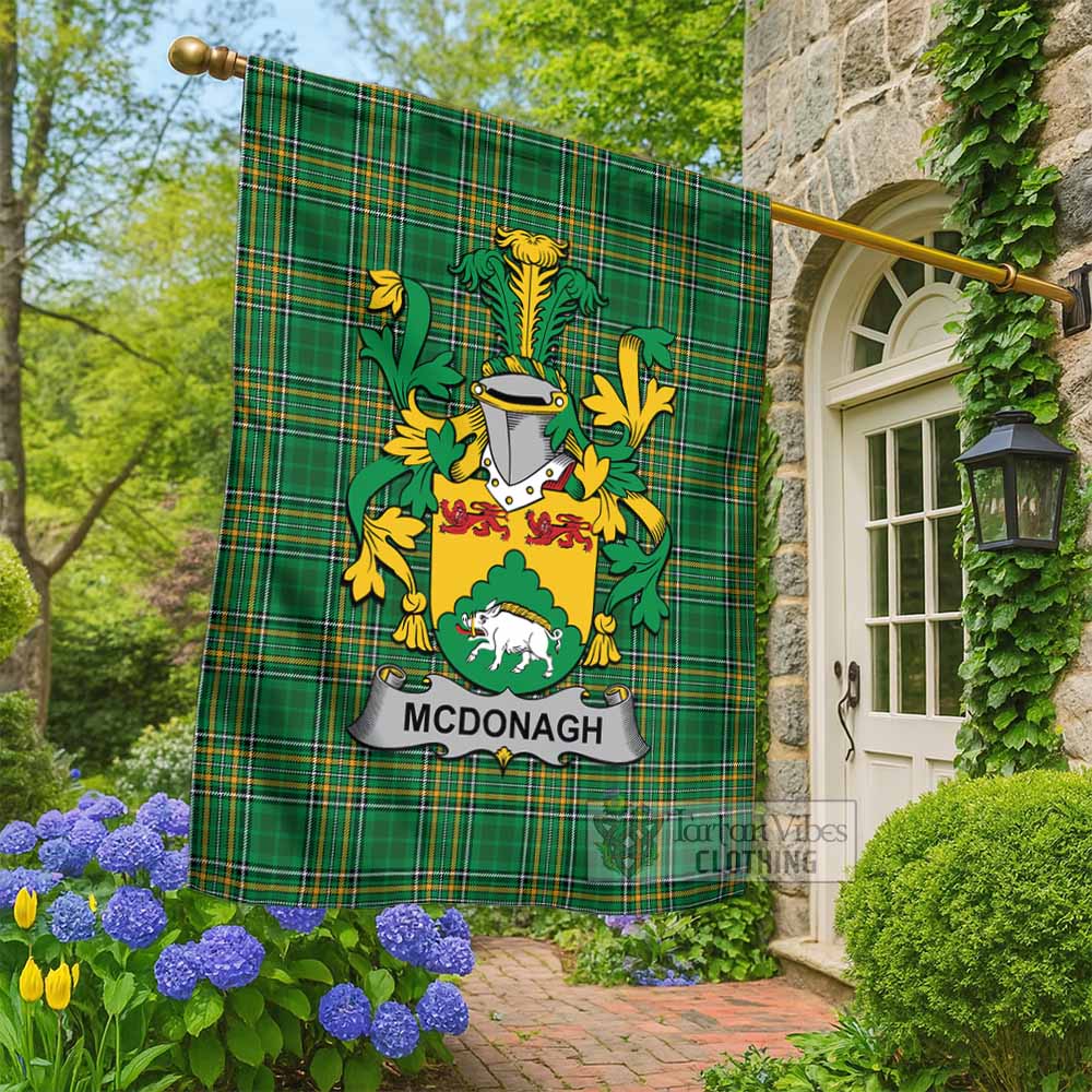 McDonagh Irish Clan Tartan Flag with Coat of Arms