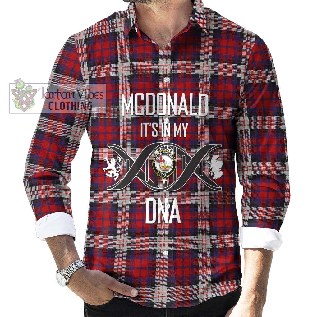 McDonald Dress Irish Tartan Long Sleeve Button Shirt with Family Crest DNA In Me Style Men's Shirt S - Tartanvibesclothing Shop