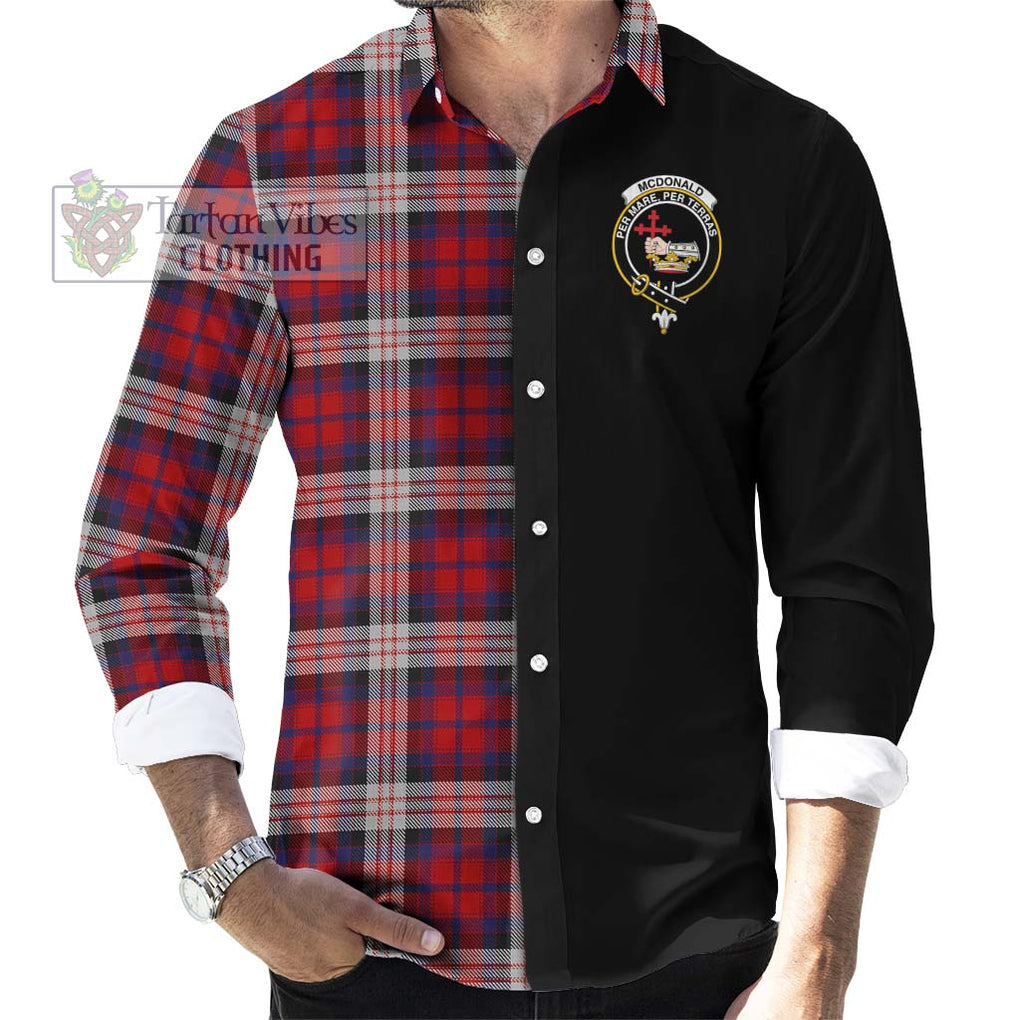 McDonald Dress Irish Tartan Long Sleeve Button Shirt with Family Crest and Half Of Me Style - Tartanvibesclothing Shop