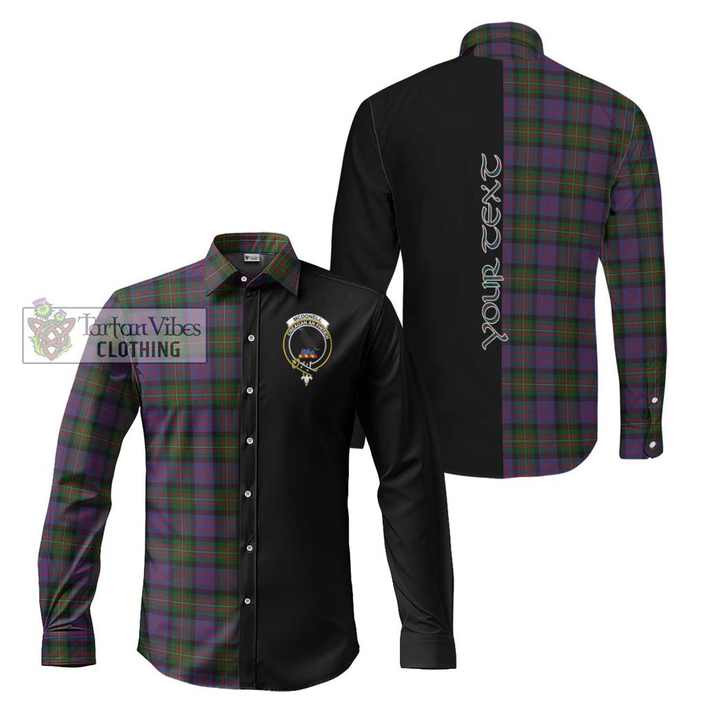 McDonell of Glengarry Tartan Long Sleeve Button Shirt with Family Crest and Half Of Me Style Men's Shirt S - Tartanvibesclothing Shop