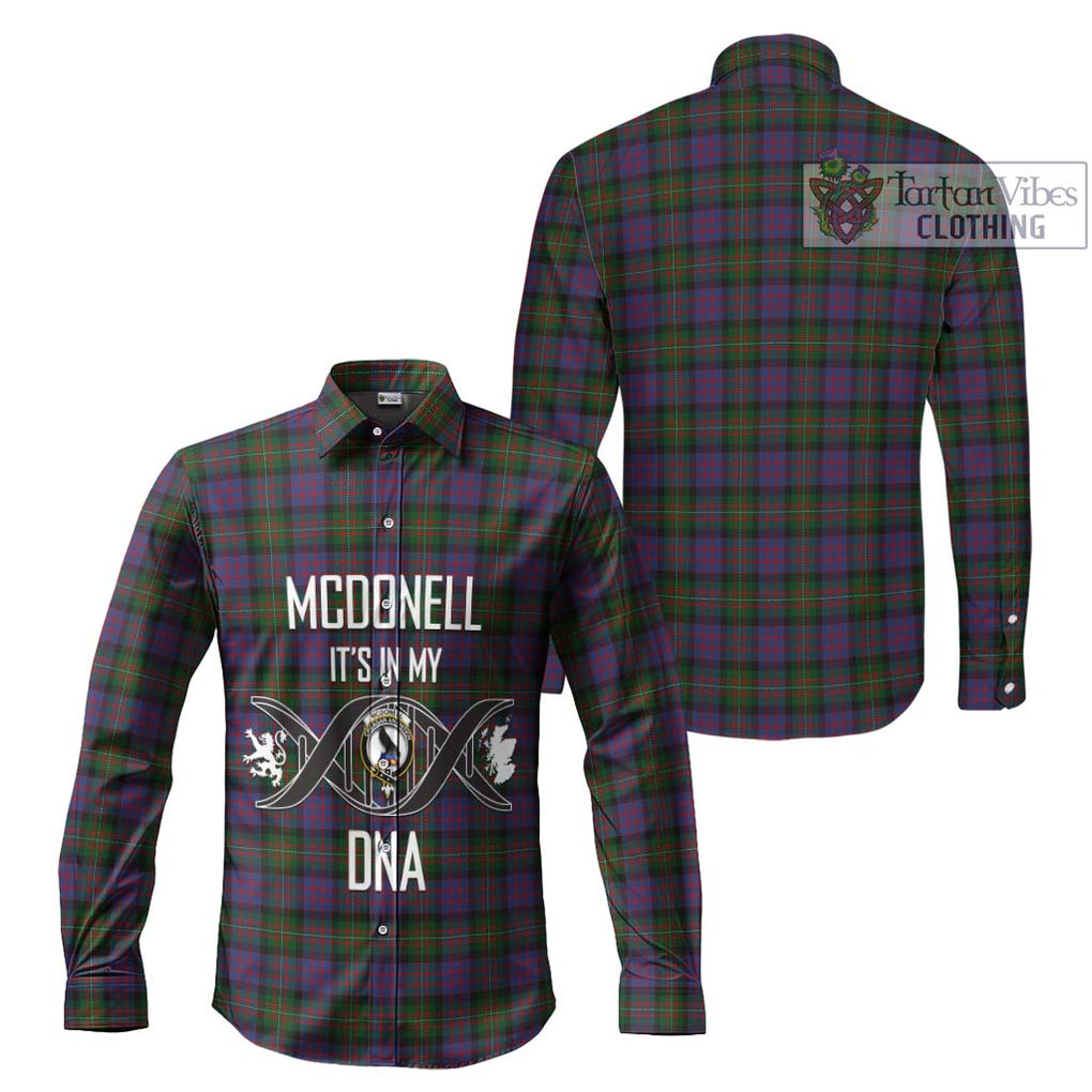 McDonell of Glengarry Tartan Long Sleeve Button Shirt with Family Crest DNA In Me Style Men's Shirt - Tartanvibesclothing Shop