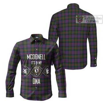 McDonell of Glengarry Tartan Long Sleeve Button Shirt with Family Crest DNA In Me Style Men's Shirt - Tartanvibesclothing Shop