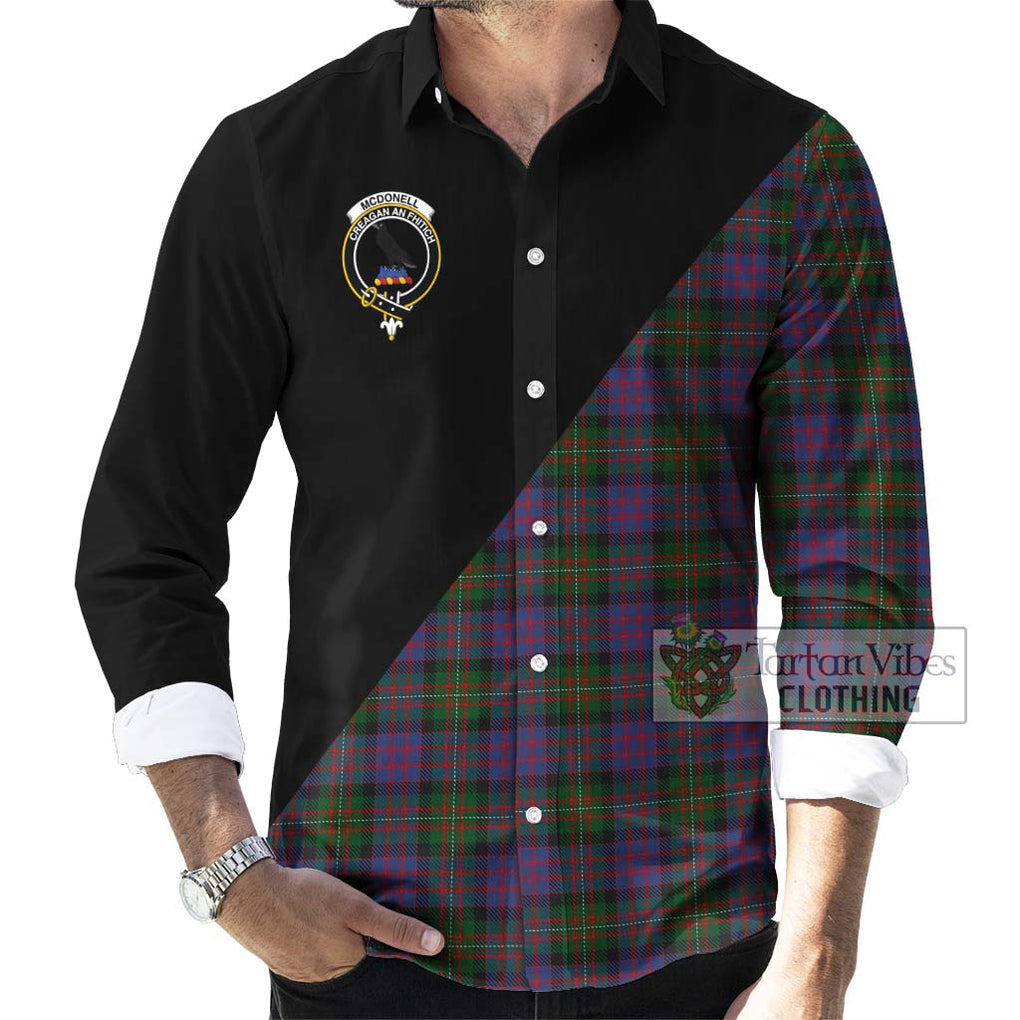 McDonell of Glengarry Tartan Long Sleeve Button Shirt with Family Crest and Military Logo Style - Tartanvibesclothing Shop