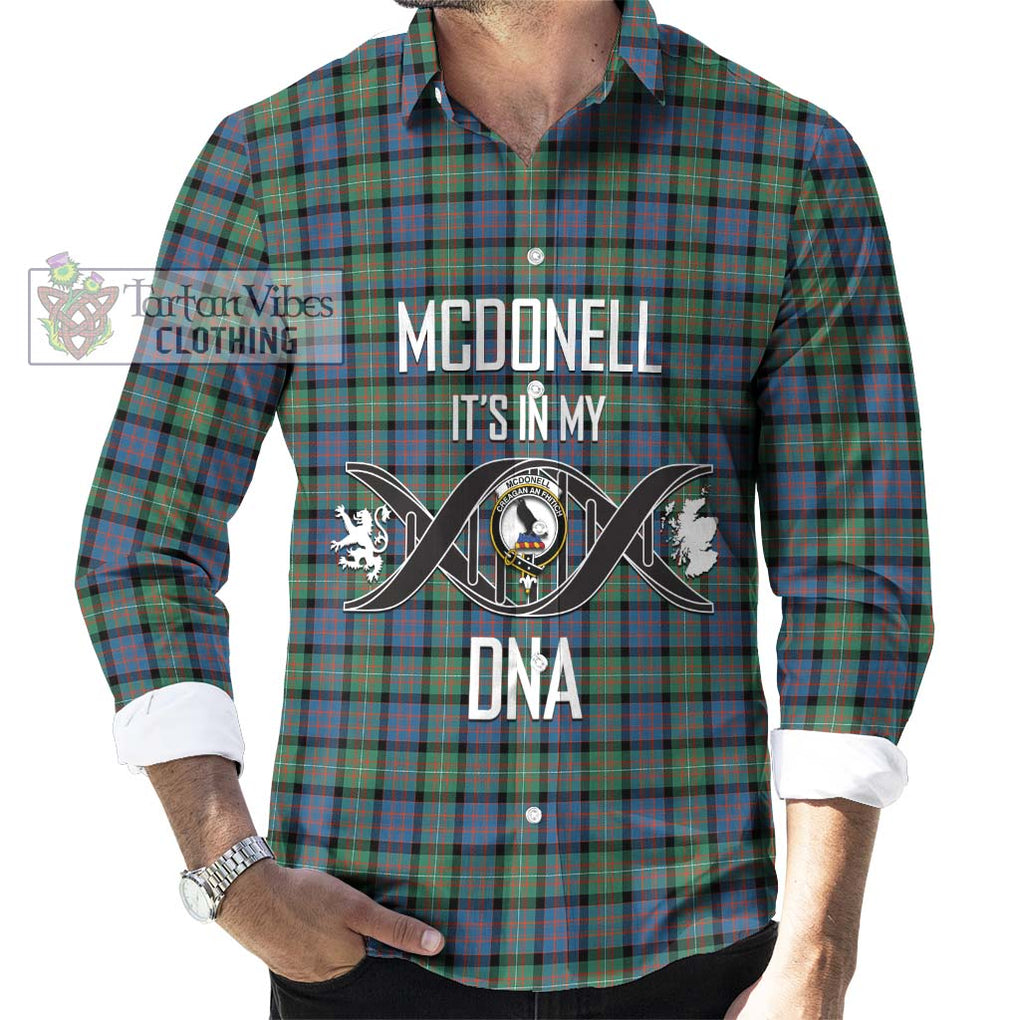 McDonell of Glengarry Ancient Tartan Long Sleeve Button Shirt with Family Crest DNA In Me Style Men's Shirt S - Tartanvibesclothing Shop