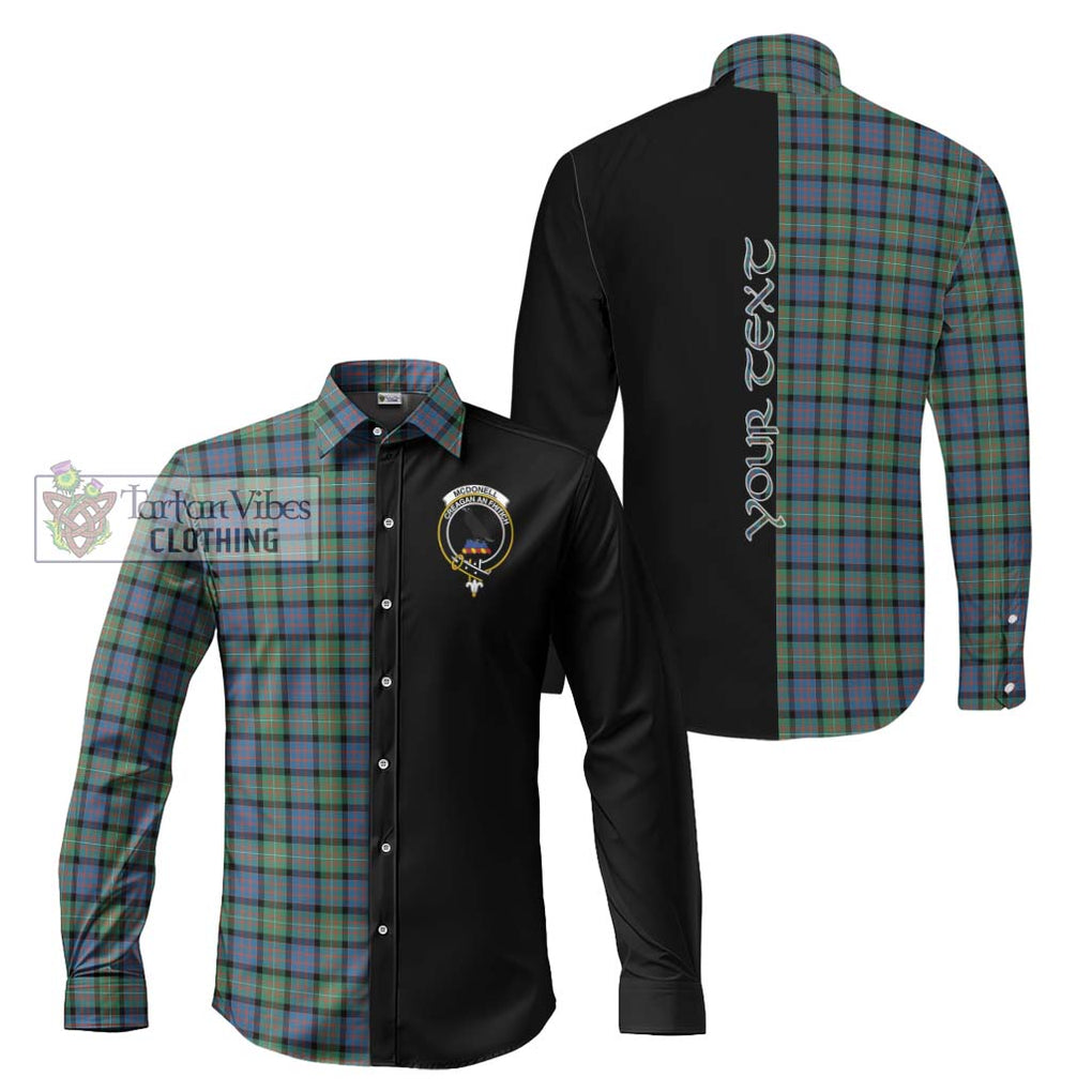 McDonell of Glengarry Ancient Tartan Long Sleeve Button Shirt with Family Crest and Half Of Me Style Men's Shirt S - Tartanvibesclothing Shop
