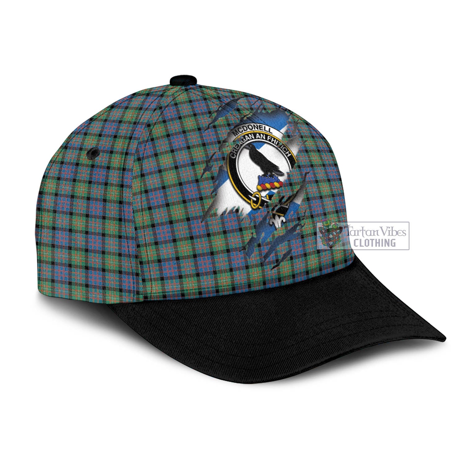 Tartan Vibes Clothing McDonell of Glengarry Ancient Tartan Classic Cap with Family Crest In Me Style