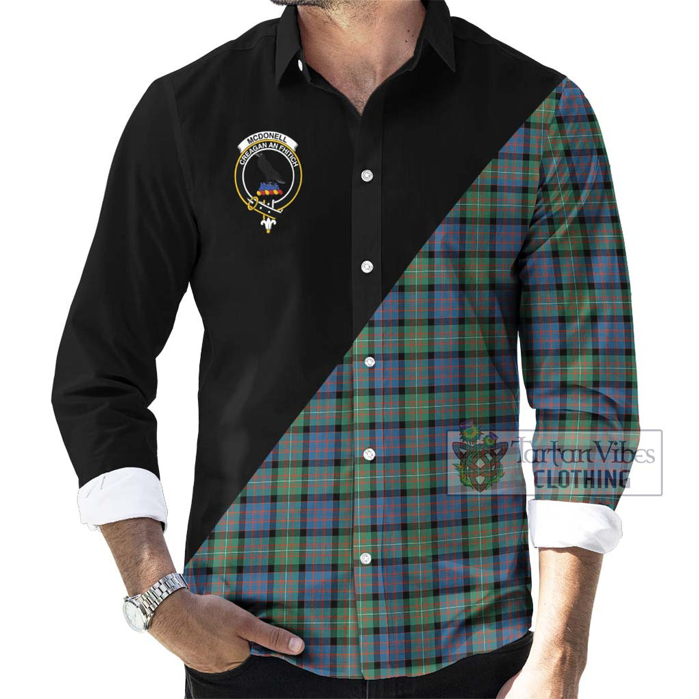 McDonell of Glengarry Ancient Tartan Long Sleeve Button Shirt with Family Crest and Military Logo Style - Tartanvibesclothing Shop