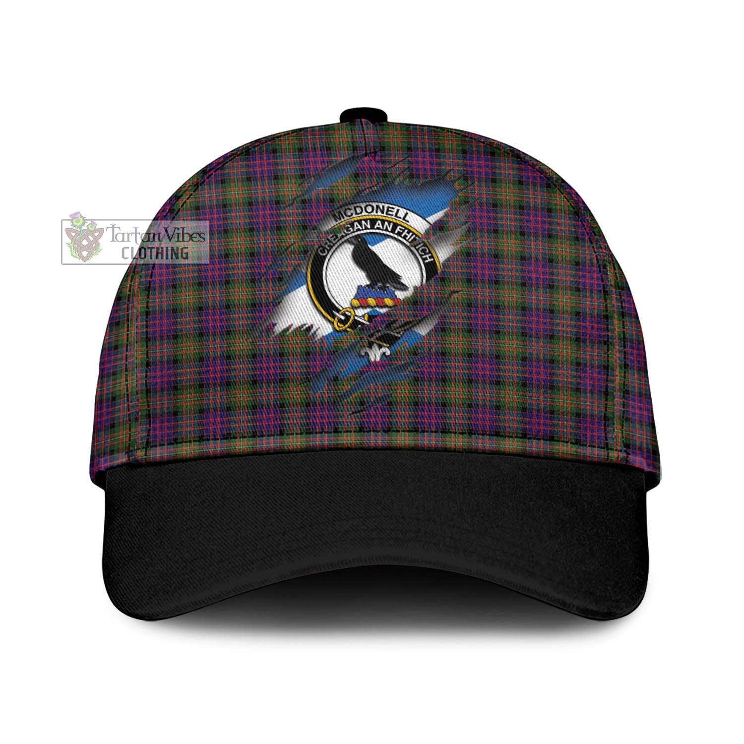 Tartan Vibes Clothing McDonell of Glengarry Modern Tartan Classic Cap with Family Crest In Me Style