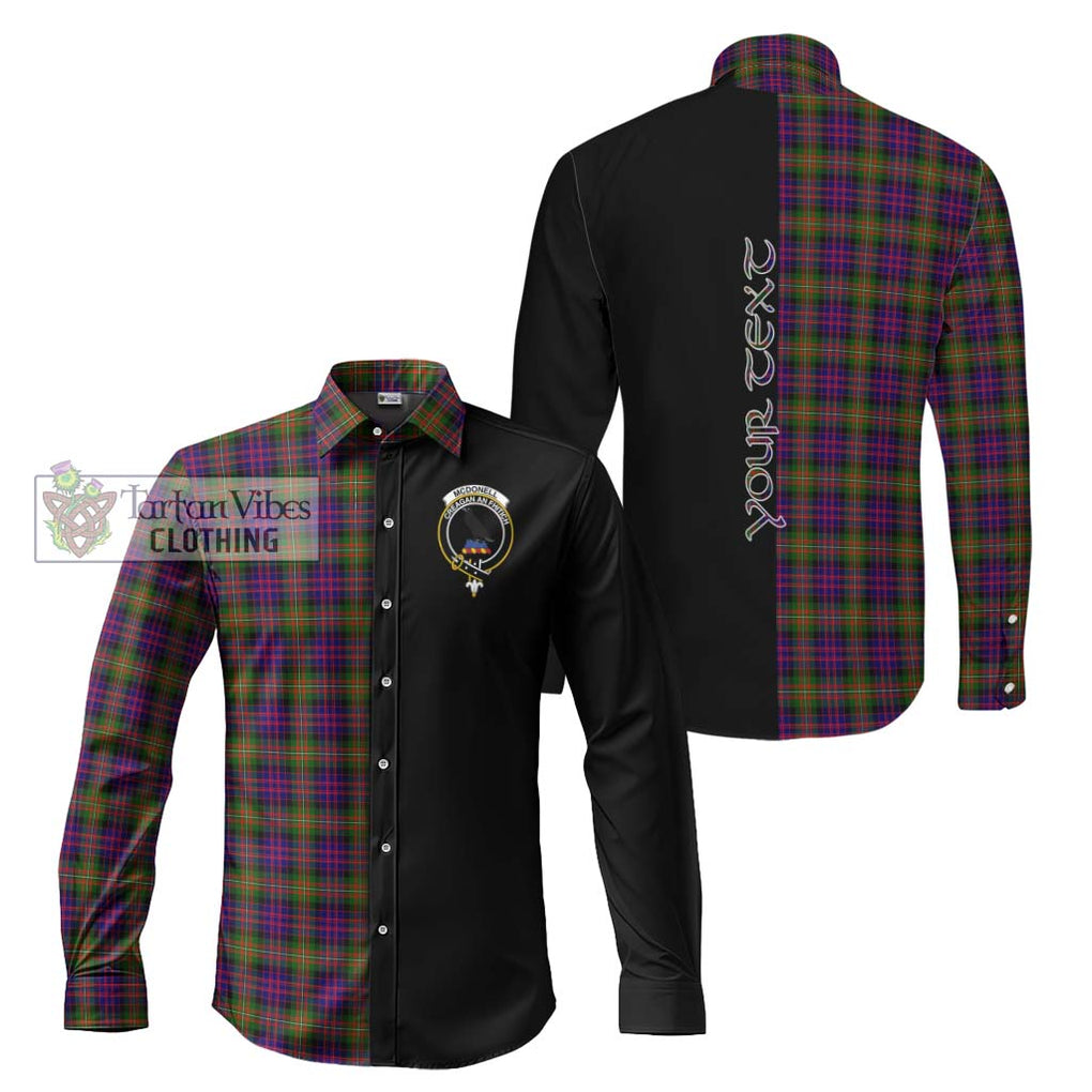 McDonell of Glengarry Modern Tartan Long Sleeve Button Shirt with Family Crest and Half Of Me Style Men's Shirt S - Tartanvibesclothing Shop