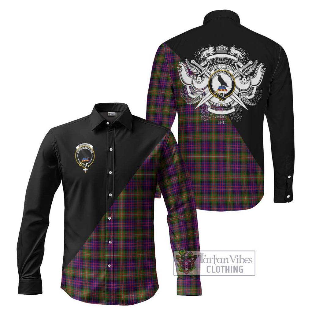 McDonell of Glengarry Modern Tartan Long Sleeve Button Shirt with Family Crest and Military Logo Style Men's Shirt S - Tartanvibesclothing Shop