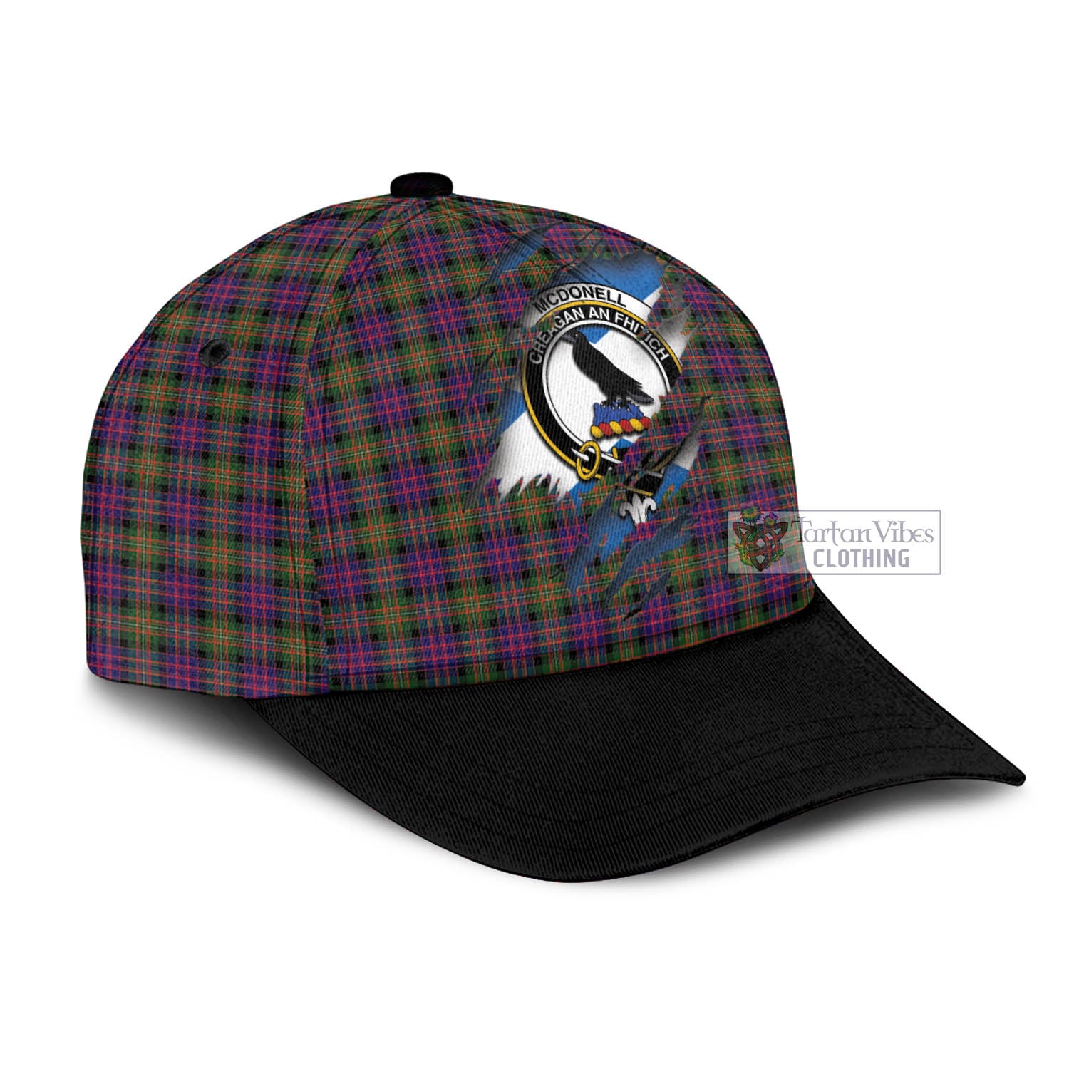 Tartan Vibes Clothing McDonell of Glengarry Modern Tartan Classic Cap with Family Crest In Me Style