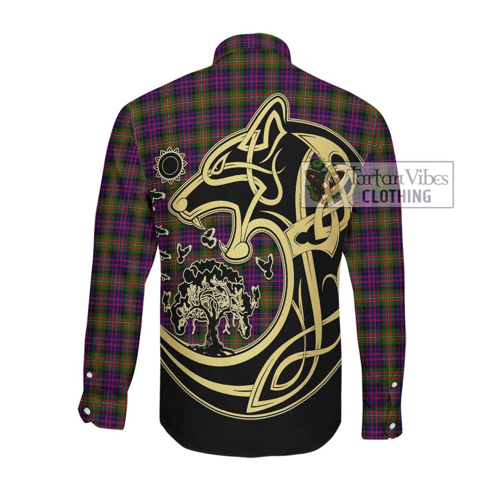 McDonell of Glengarry Modern Tartan Long Sleeve Button Shirt with Family Crest Celtic Wolf Style Men's Shirt - Tartan Vibes Clothing
