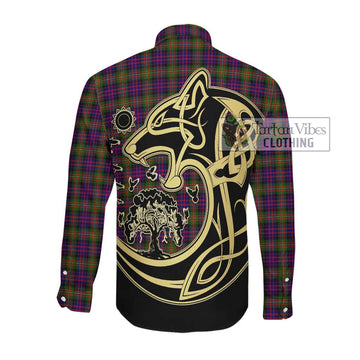 McDonell of Glengarry Modern Tartan Long Sleeve Button Shirt with Family Crest Celtic Wolf Style Men's Shirt - Tartan Vibes Clothing