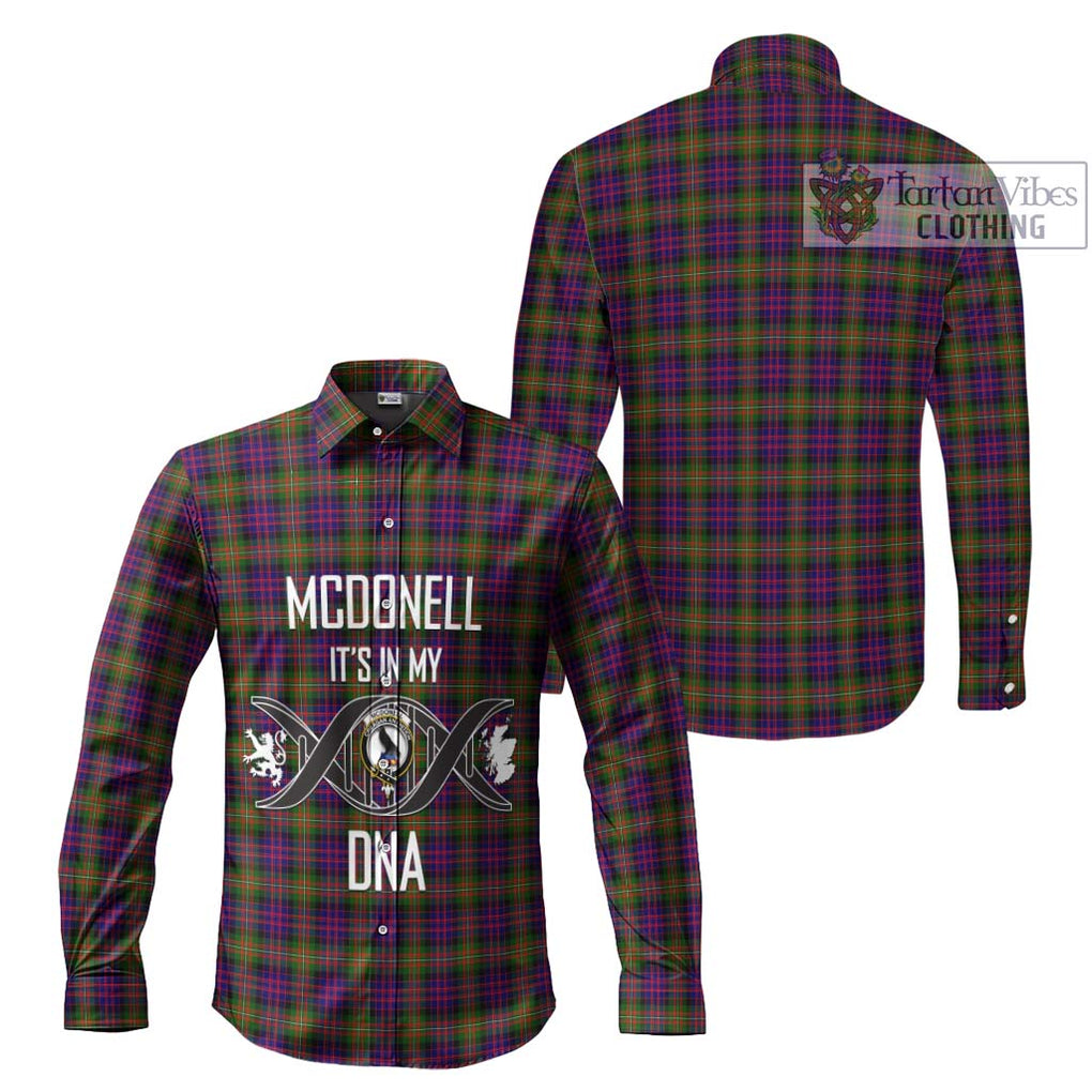 McDonell of Glengarry Modern Tartan Long Sleeve Button Shirt with Family Crest DNA In Me Style Men's Shirt - Tartanvibesclothing Shop