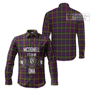 McDonell of Glengarry Modern Tartan Long Sleeve Button Shirt with Family Crest DNA In Me Style Men's Shirt - Tartanvibesclothing Shop