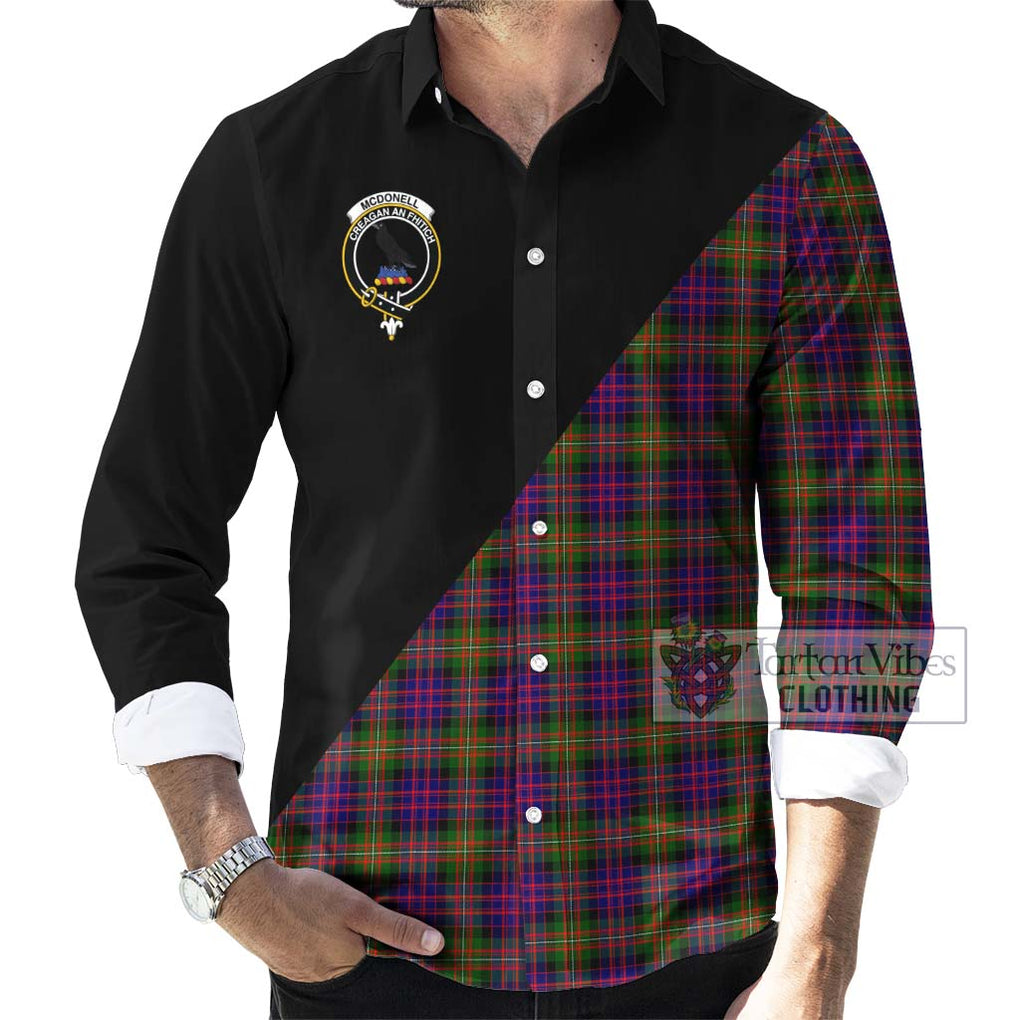 McDonell of Glengarry Modern Tartan Long Sleeve Button Shirt with Family Crest and Military Logo Style - Tartanvibesclothing Shop