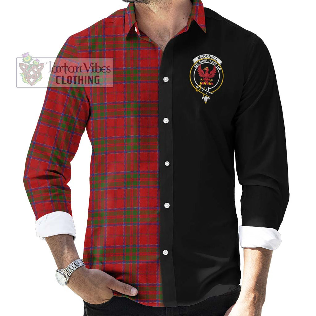 McDonell of Keppoch Tartan Long Sleeve Button Shirt with Family Crest and Half Of Me Style - Tartanvibesclothing Shop