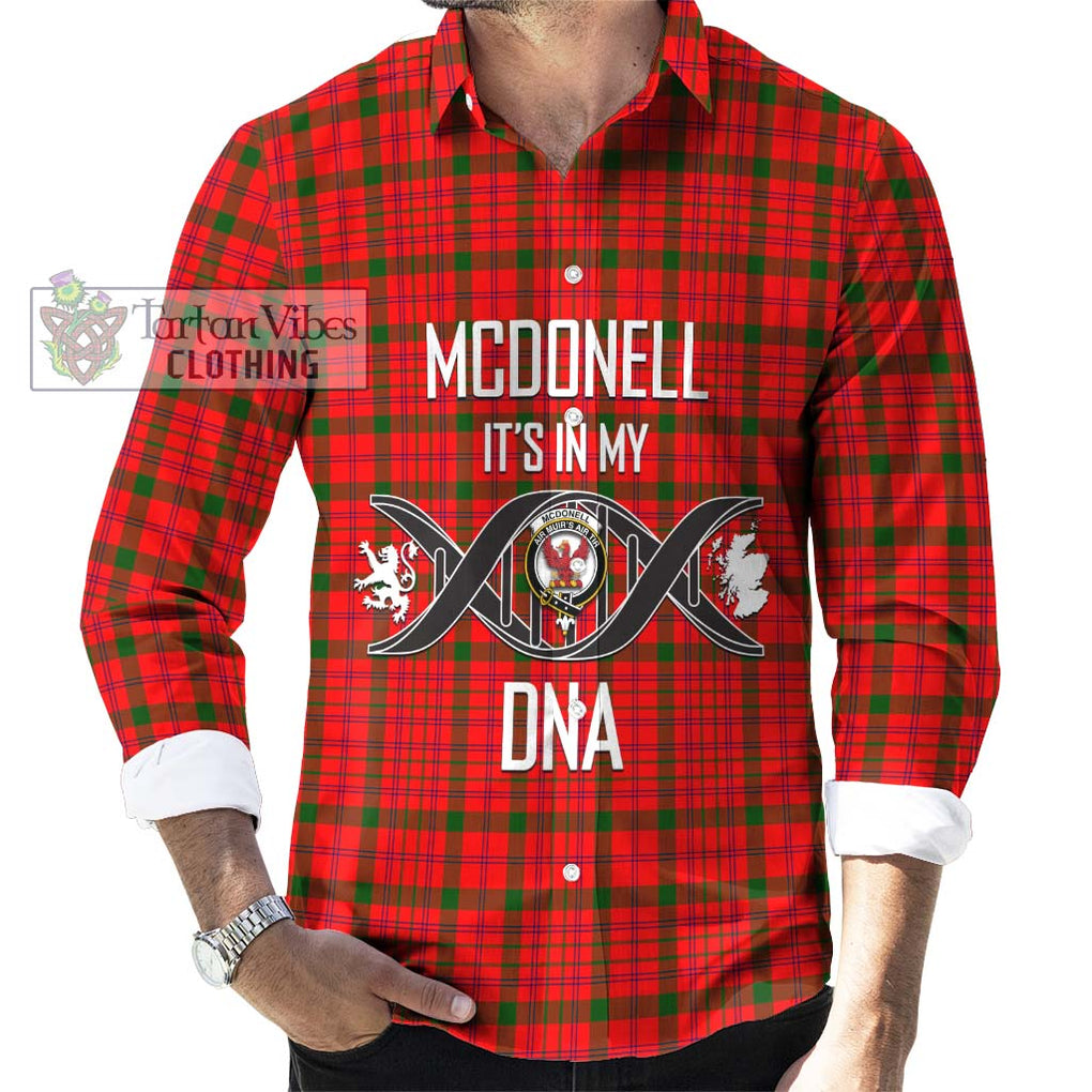 McDonell of Keppoch Modern Tartan Long Sleeve Button Shirt with Family Crest DNA In Me Style Men's Shirt S - Tartanvibesclothing Shop