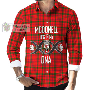 McDonell of Keppoch Modern Tartan Long Sleeve Button Shirt with Family Crest DNA In Me Style Men's Shirt S - Tartanvibesclothing Shop