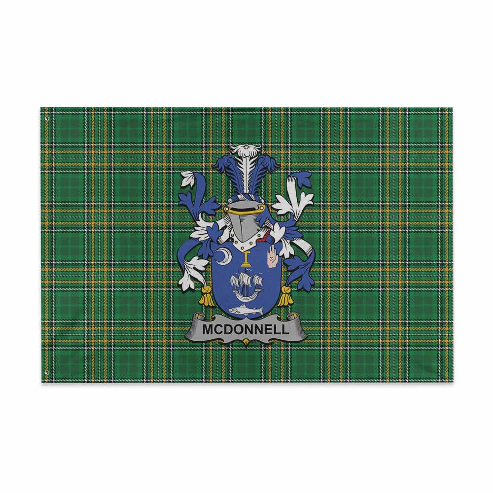 Tartan Vibes Clothing McDonnell Irish Clan Tartan House Flag with Coat of Arms