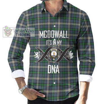 McDowall Tartan Long Sleeve Button Shirt with Family Crest DNA In Me Style Men's Shirt S - Tartanvibesclothing Shop