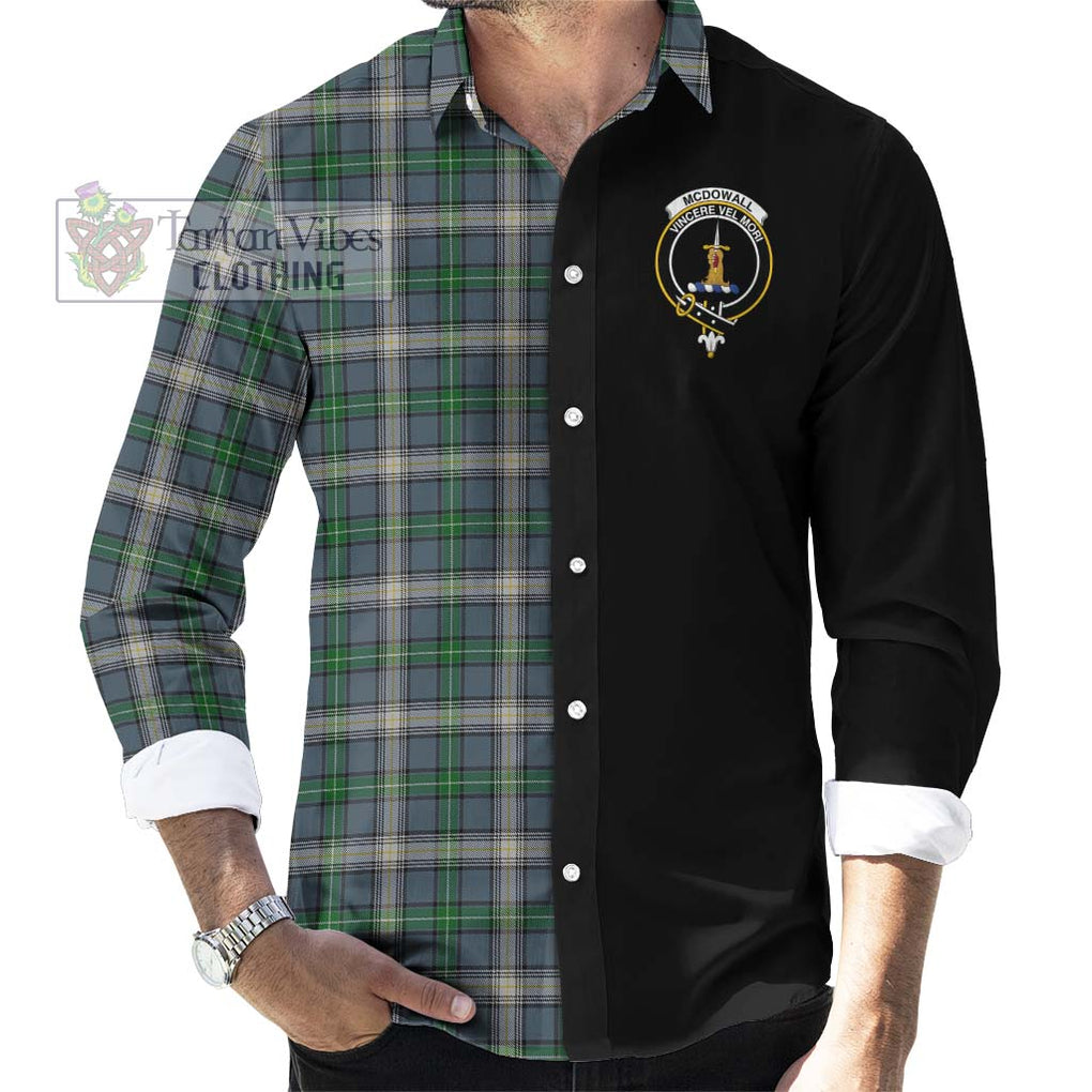 McDowall Tartan Long Sleeve Button Shirt with Family Crest and Half Of Me Style - Tartanvibesclothing Shop