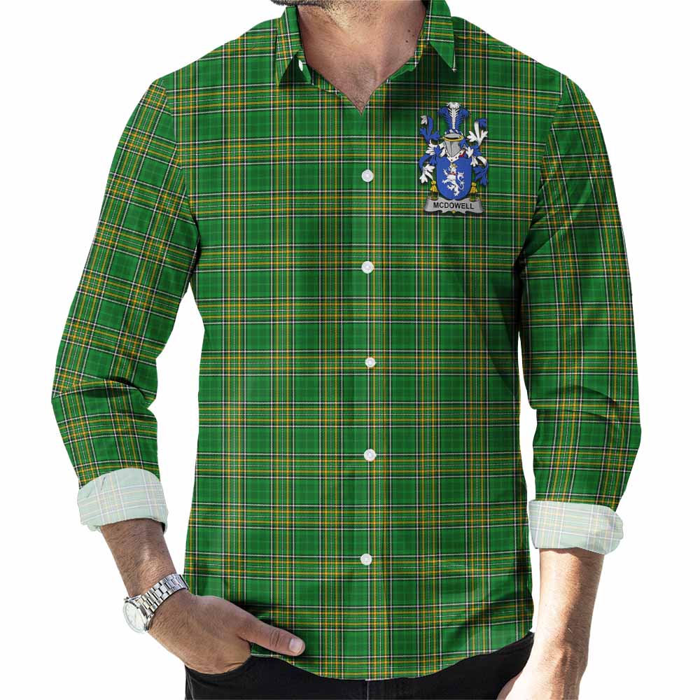 McDowell Irish Clan Tartan Long Sleeve Button Up with Coat of Arms