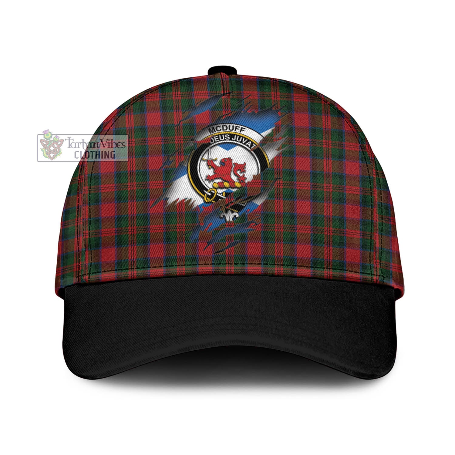 Tartan Vibes Clothing McDuff Tartan Classic Cap with Family Crest In Me Style