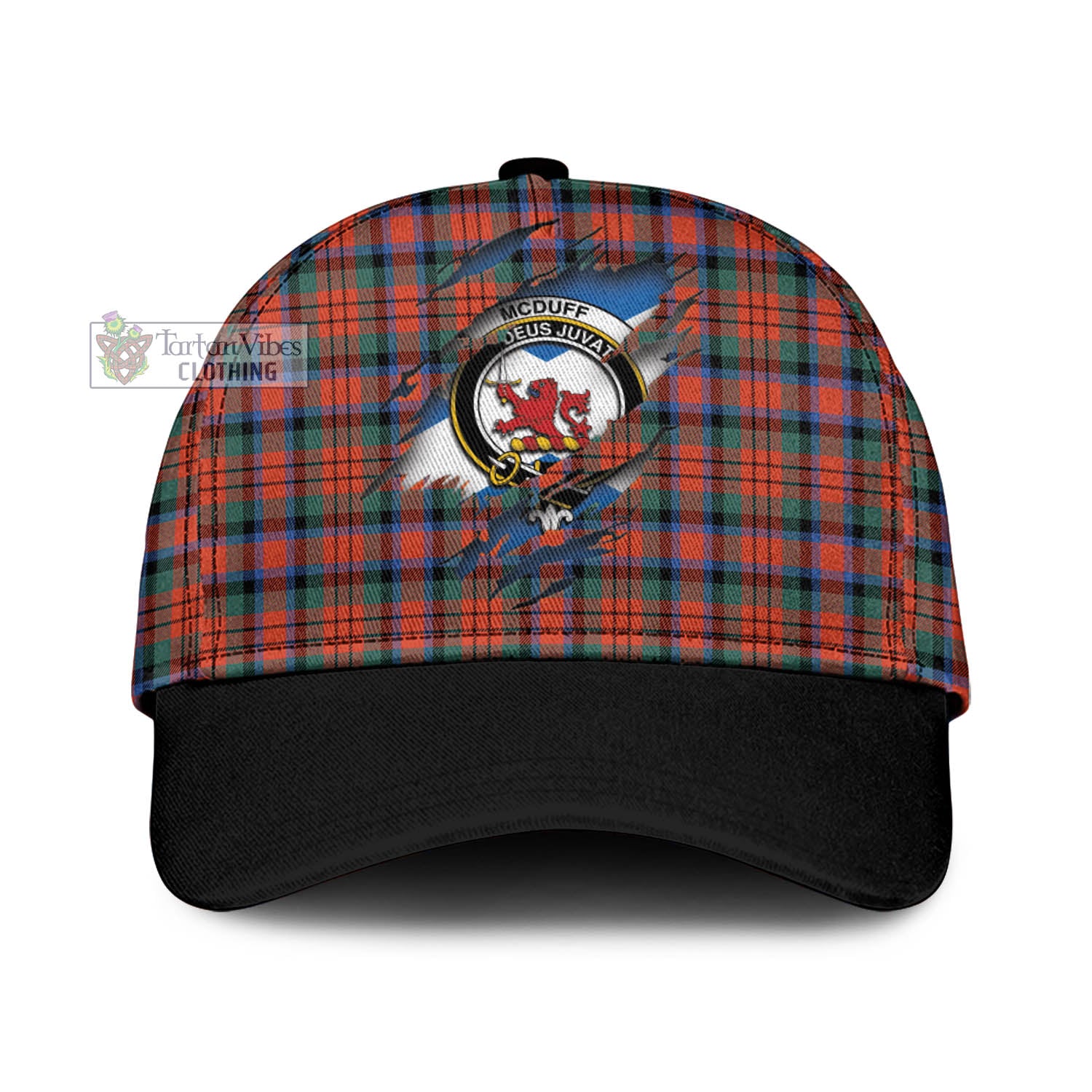 Tartan Vibes Clothing McDuff Ancient Tartan Classic Cap with Family Crest In Me Style