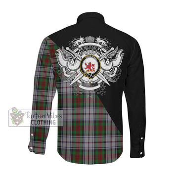 McDuff Dress Tartan Long Sleeve Button Shirt with Family Crest and Military Logo Style Men's Shirt - Tartanvibesclothing Shop