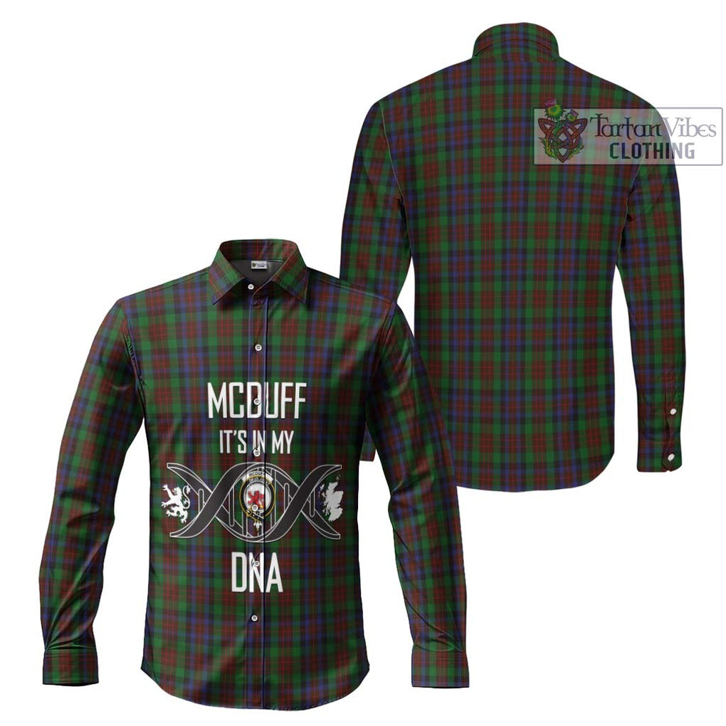 McDuff Hunting Tartan Long Sleeve Button Shirt with Family Crest DNA In Me Style Men's Shirt - Tartanvibesclothing Shop
