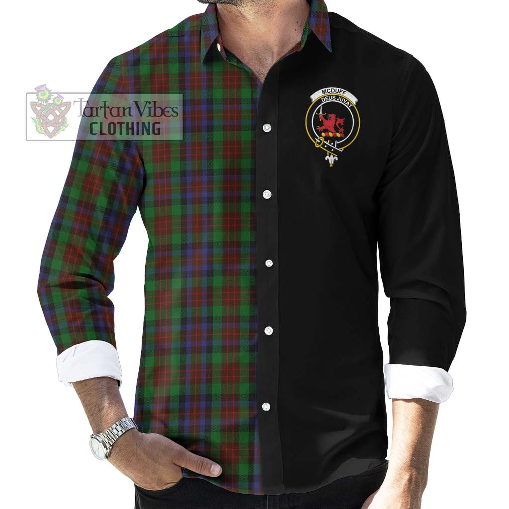 McDuff Hunting Tartan Long Sleeve Button Shirt with Family Crest and Half Of Me Style - Tartanvibesclothing Shop