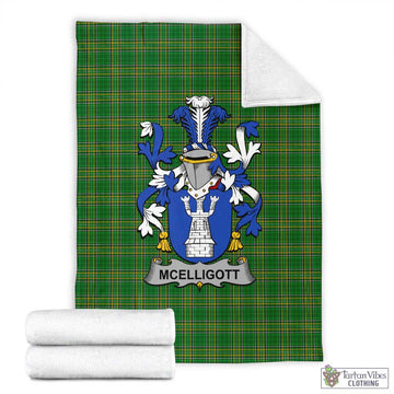 Tartan Vibes Clothing McElligott Irish Clan Tartan Blanket with Coat of Arms