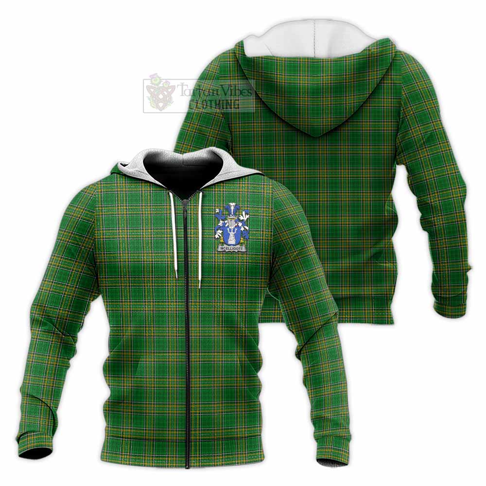 McElligott Irish Clan Tartan Knitted Hoodie with Coat of Arms - Tartan Vibes Clothing
