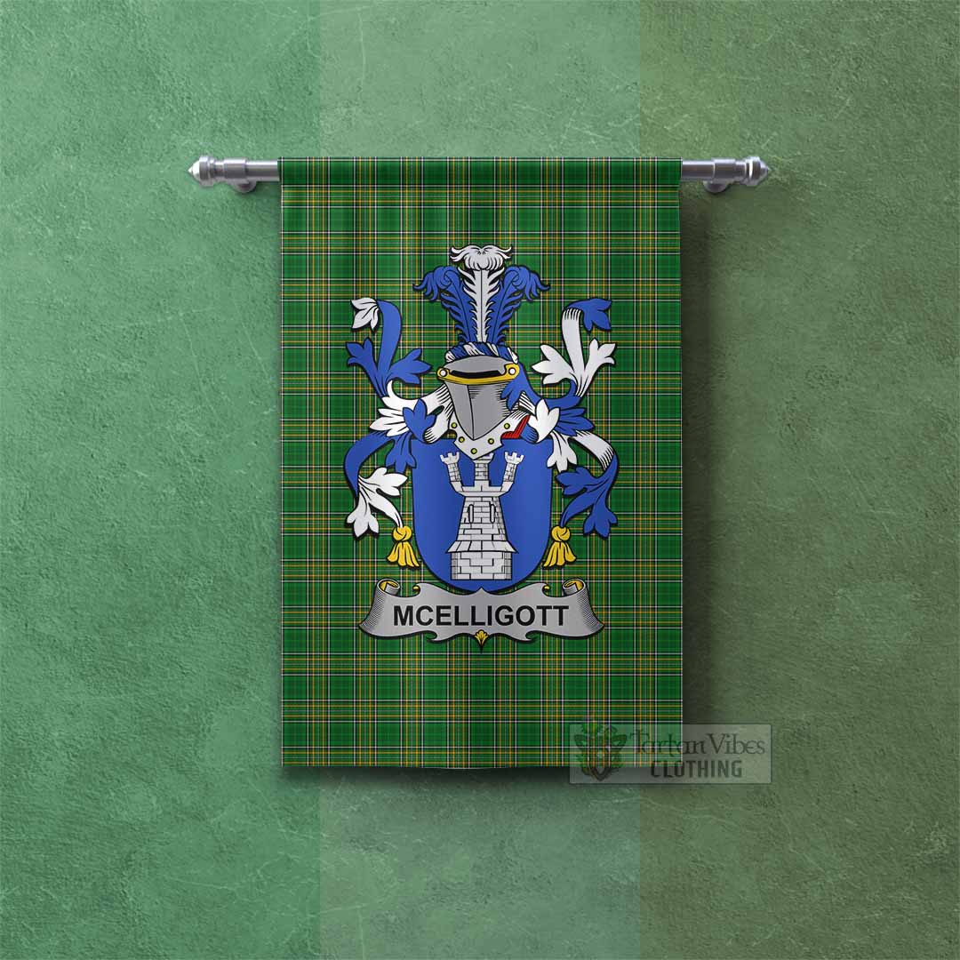 McElligott Irish Clan Tartan Gonfalon, Tartan Banner with Coat of Arms Rectangle - Tartan Vibes Clothing