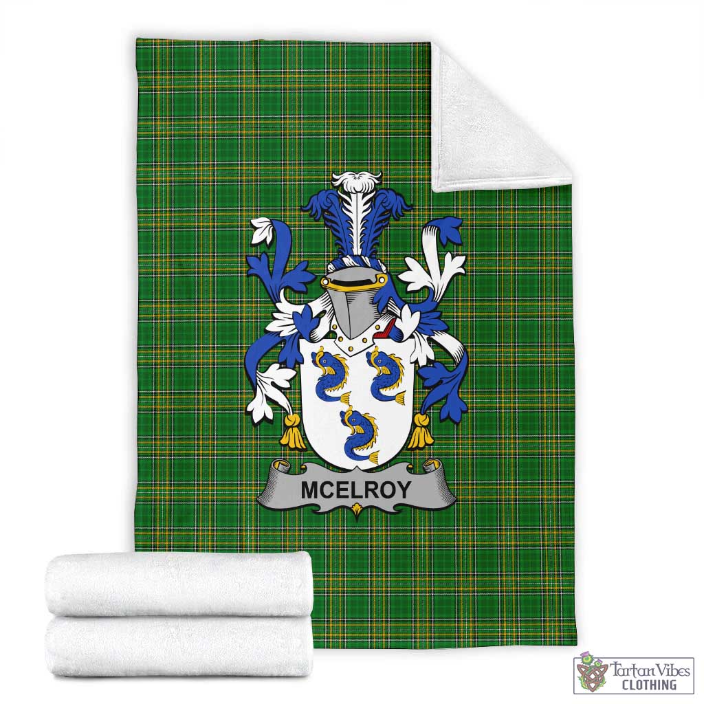 McElroy Irish Clan Tartan Blanket with Coat of Arms X-Large 59 x 79 inches 150 x 200 cm - Tartan Vibes Clothing