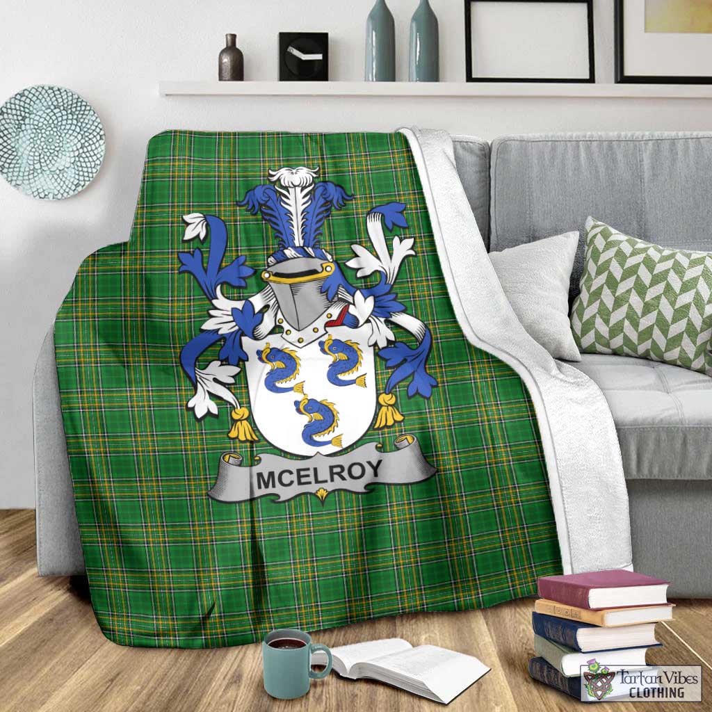 McElroy Irish Clan Tartan Blanket with Coat of Arms - Tartan Vibes Clothing